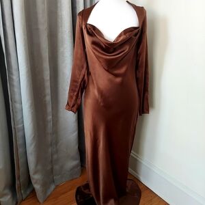 Elegant Brown Satin Gown
